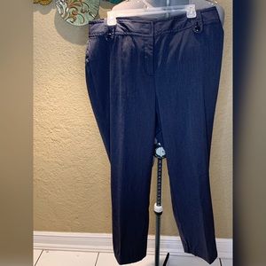 Plus size Blue ankle crop Women Slack Pants